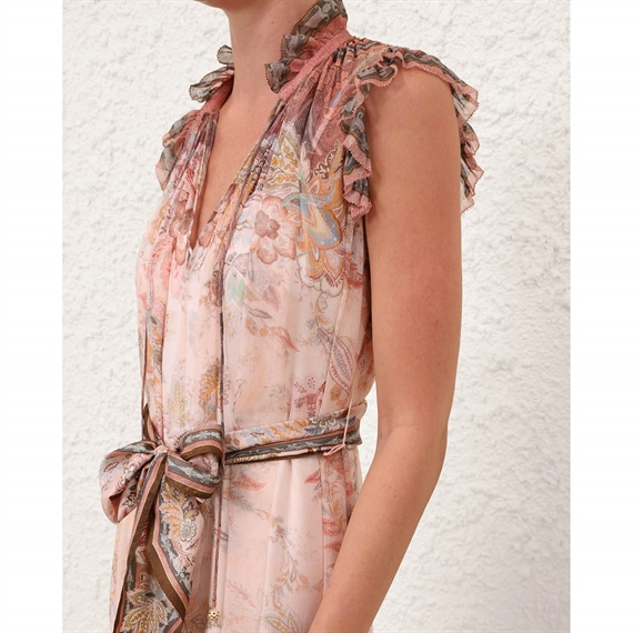 Zimmermann Alchemy Flutter Kjole, Pink Paisley